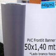 Tecido Lona: Banner 50x1,40 Metros Branco Fosco / Cinza 440 GSM Bobina PVC Vinil Rolo para Impressão Digital Banners Propagandas Fachadas Posters