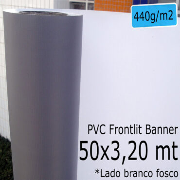 Tecido Lona: Banner 50x3,20 Metros Branco Fosco / Cinza 440 GSM Bobina PVC Vinil Rolo para Impressão Digital Banners Propagandas Fachadas Posters