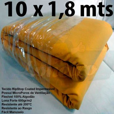 Tecido Forte RipStop Amarelo Lona de Algodão 10,0 x 1,80 metros Impermeável e Resistente