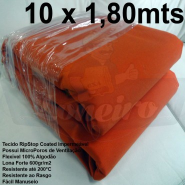 Tecido Forte RipStop Laranja Lona de Algodão 10,0 x 1,80 metros Impermeável e Resistente