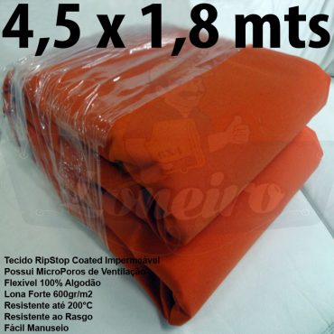 Tecido Forte RipStop Laranja Lona de Algodão 4,5 x 1,8 metros Impermeável e Resistente