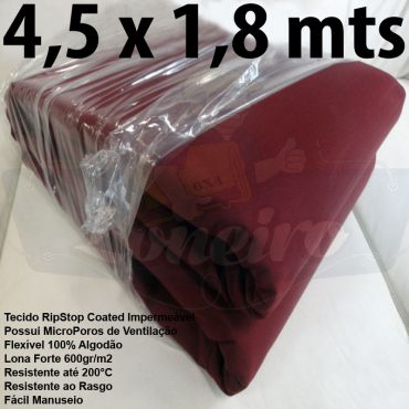 Tecido Forte RipStop Vermelho Bordô Lona de Algodão 4,5 x 1,8 metros Impermeável e Resistente