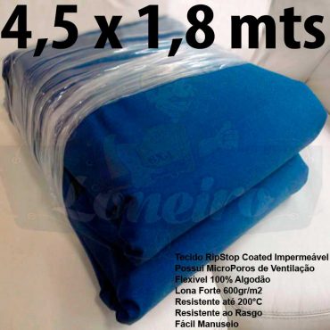 Tecido Forte RipStop Azul Lona de Algodão 4,5 x 1,8 metros Impermeável e Resistente