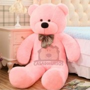 Urso de Pelucia Gigante Rosa 1,4 Metros ou 140cm de altura - Presente ideal para a Namorada / Natal / Dia dos Namorados