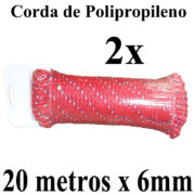 ADD. CORDAS MULTIUSO MULTIFILAMENTO VERMELHA 2X 20 METROS LONEIRO LONAS 6MM