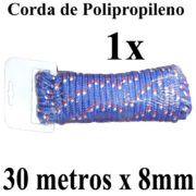 ADD. CORDAS MULTIUSO MULTIFILAMENTO AZUL 30 METROS 8MM LONEIRO LONAS POLIPROPILENO