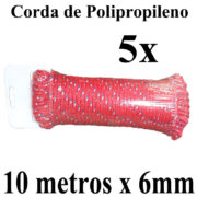 ADD. CORDAS MULTIUSO MULTIFILAMENTO VERMELHA 6MM 5X 10 METROS LONEIRO LONAS TECIDOS CAPAS