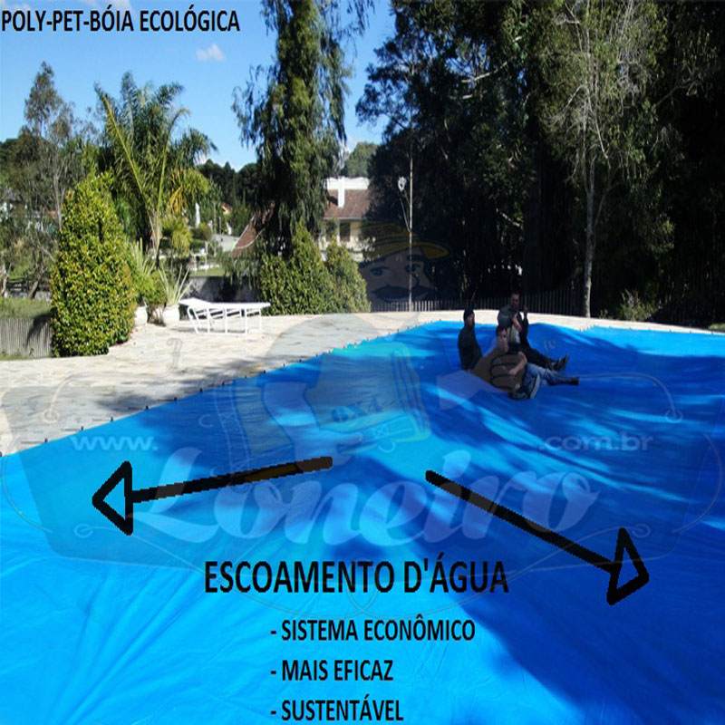 Capa de Piscina 4,0 x 3,0m Azul 300 Micras + 15 el 20cm , 15 pinos e 1 bóia