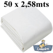 Bobina Plástica Branca de Polietileno 50,0 x 2,58m = 129m² Impermeável Piso Solo Contenção Vapor Umidade com 300 micras