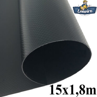 Tecido Lona de Vinil Preto 15x1,80 Metros PVC Bobina Impermeável Premium Malha Fio 1000 Super Resistente para toldos, tatames, ringues, cobertura