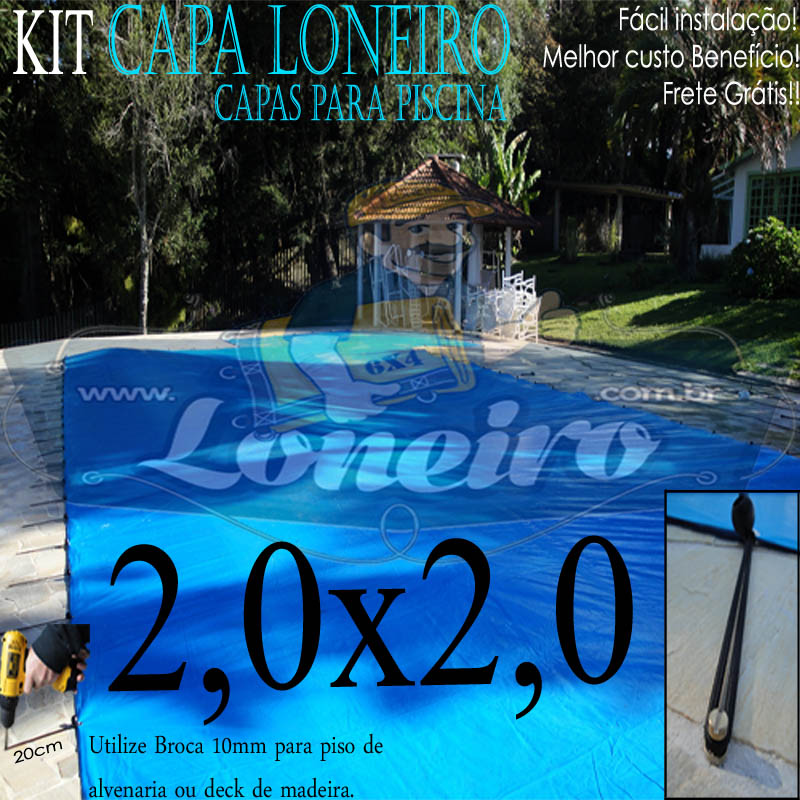 CAPA DE PISCINA 100KG 2,0 x 2,0 COM ELÁSTICO