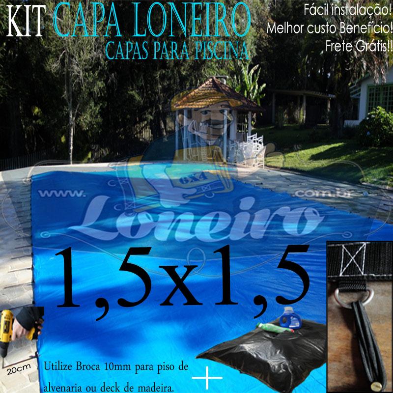 CAPA DE PISCINA 1,5X1,5 100KG COM ARGOLA.