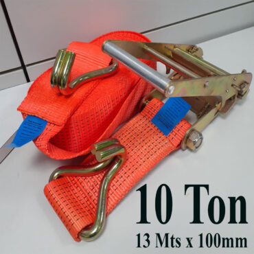 Catraca e Cinta de amarração 10 TON cor Laranja 100mm x 13,0m para 10.000kg / Força
