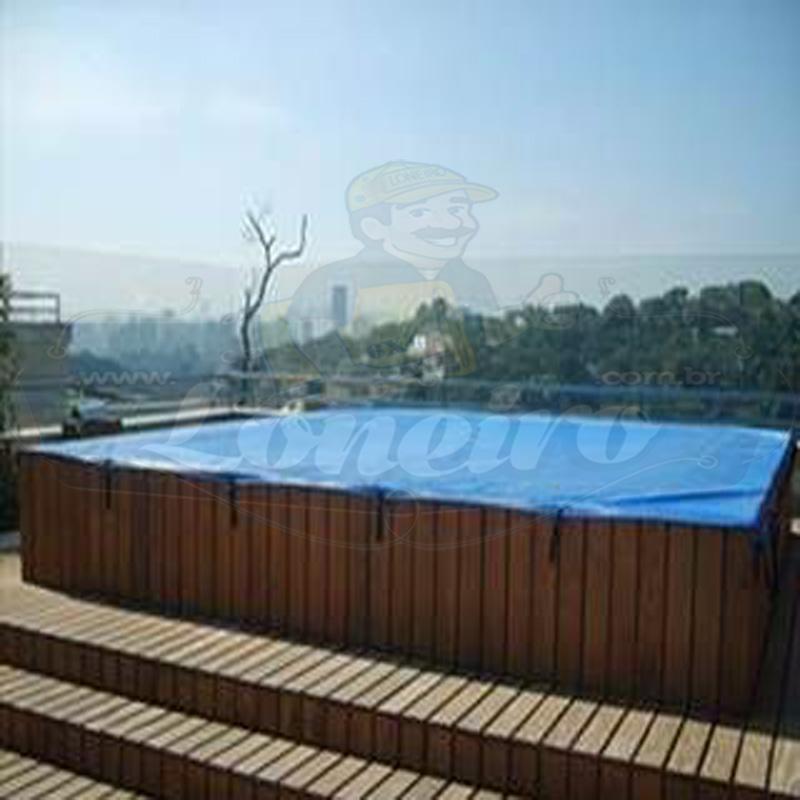 Capa de Piscina 1,5 x 1,5m Azul 350 Micras + 8 el 20cm e 8 pino bucha latão