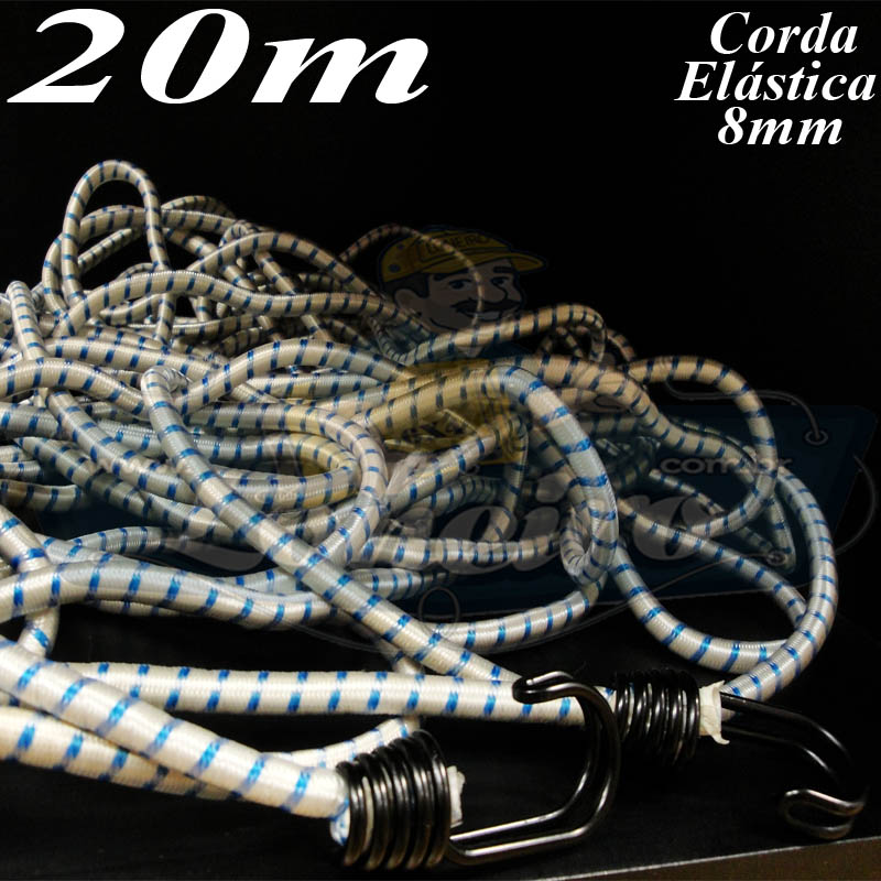 Corda Elástica 20m 8mm azul e branco