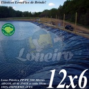 Lona para Lago Tanque de Peixes PP/PE: 12,0 x 6,0m Cinza Chumbo / Preta impermeável e atóxica para Lagos Artificiais e Armazenagem de Água