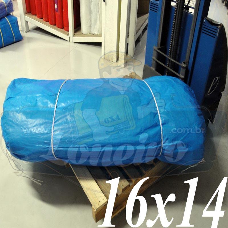 Lona: 16,0 x 14,0m Azul 300 Micras Impermeável para Telhado, Barraca, Cobertura e Proteção Multi-Uso com ilhoses a cada 1 metro