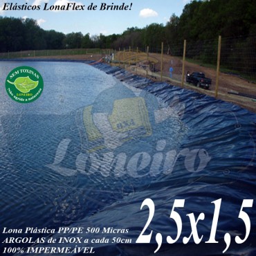 Lona para Lago Ornamental PP/PE 2,5 x 1,5m Azul / Cinza Chumbo Impermeável Atóxica para Tanque de Peixes, Lagos Artificiais e Armazenagem de Água