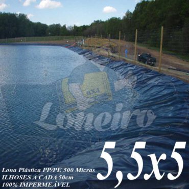 Lona para Lago Ornamental PP/PE 5,5 x 5,0m Azul / Cinza para Lagos Artificiais de Peixes Tanques Jardim Armazenagem de Água e Cisternas