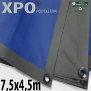 Lona 7,5 x 4,5m Loneiro Xtreme XPO Poliolefina Premium Industrial Azul Cinza Anti-Chamas Impermeável Ilhós soldado por Ultrassom a cada 50cm