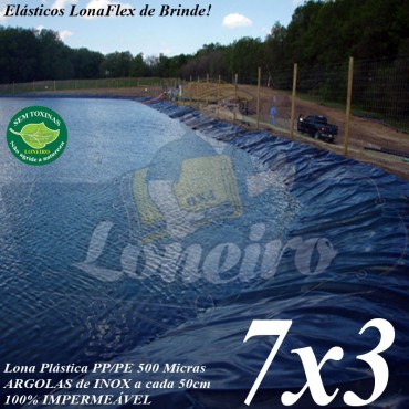 Lona para Lago Tanque de Peixes PP/PE 7,0 x 3,0m Cinza Chumbo / Preta impermeável e atóxica para Lagos Artificiais e Armazenagem de Água