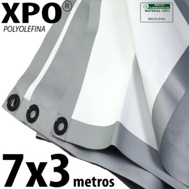 Lona 7,0 x 3,0m Loneiro Xtreme XPO Poliolefina Premium Industrial Branca Prata Anti-Chamas Impermeável Ilhós soldado por Ultrassom a cada 50cm