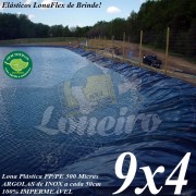 Lona para Lago Tanque de Peixes PP/PE 9,0 x 4,0m Cinza Chumbo / Preta impermeável e atóxica para Lagos Artificiais e Armazenagem de Água