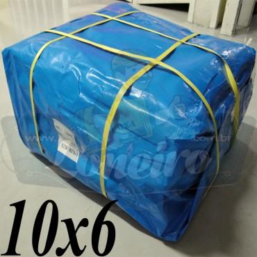 Lona: 10,0 x 6,0m Azul 300 Micras Impermeável para Telhado, Barraca, Cobertura e Proteção Multi-Uso com ilhoses a cada 1 metro