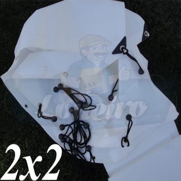 Lona 2,0 x 2,0m Plástica Branca 300 Micras + ilhoses a cada 50cm para Telhado Barraca Cobertura e Proteção Multi Uso + 8 Elásticos LonaFlex 20cm