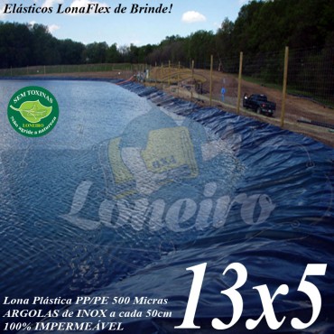 Lona para Lago Tanque de Peixes PP/PE: 13,0 x 5,0m Azul/Cinza impermeável e atóxica para Lagos Artificiais, Armazenagem de Água e Cisterna