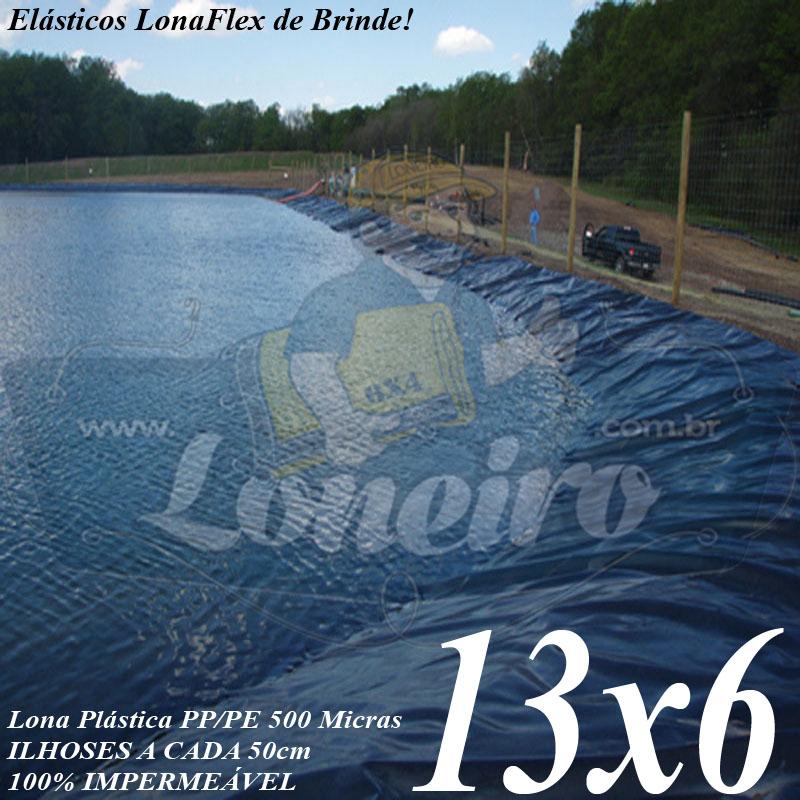 Lona para Lago Tanque de Peixes PP/PE: 13,0 x 6,0m Azul / Cinza para Reservatórios Água Potável Poço Cisterna Jardim