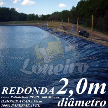 Lona para Lago Ornamental PP/PE 2,0m de diâmetro Redonda Cinza/Branca para Tanque de Peixes Lagos Artificiais Armazenagem de Água e Cisterna