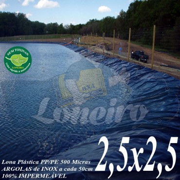 Lona para Lago Ornamental PP/PE 2,5 x 2,5m Azul/Cinza ideal para Lago Artificial Ornamental de Jardim Tanque de Peixes Ranários e Cisterna