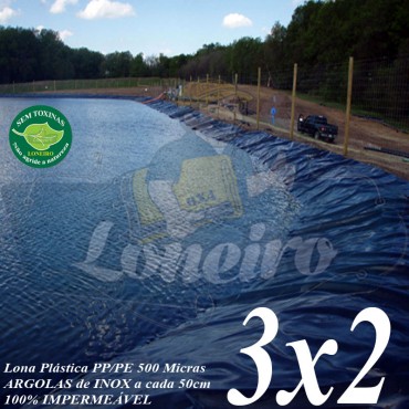 Lona para Lago Ornamental PP/PE 3,0 x 2,0m Azul/Cinza ideal para Lago Artificial Ornamentais de Jardim Tanque de Peixes Poços Ranários e Cisterna