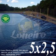 Lona para Lago Ornamental PP/PE 5 x 2,5m Azul/Cinza ideal para Lago Artificial Ornamental de Jardim Tanque de Peixes Poços Ranários e Cisterna