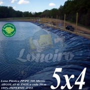 Lona para Lago Ornamental PP/PE 5,0 x 4,0m Azul/Cinza ideal para Lago Artificial Ornamentais de Jardim Tanque de Peixes Poços Ranários e Cisternas