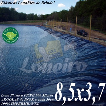 Lona para Lago Tanque de Peixes PP/PE 8,5 x 3,7m Azul / Preto impermeável e atóxica para Lago Artificial Açudes Cisternas e Reservatórios de Água