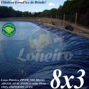 Lona para Lago Tanque de Peixes PP/PE 8,0 x 3,0m Azul/Preto impermeável e atóxica para Lagos Artificiais, Armazenagem de Água e Cisternas