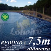 Lona para Lago Tanque de Peixes PP/PE 7,5m de diâmetro Redonda Azul/Cinza para Lagos Artificiais, Armazenagem de Água e Cisterna