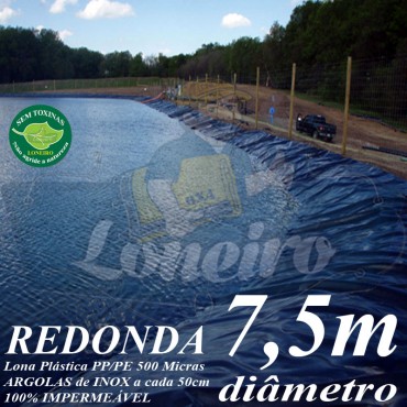 Lona para Lago Tanque de Peixes PP/PE 7,5m de diâmetro Redonda Azul/Cinza para Lagos Artificiais, Armazenagem de Água e Cisterna