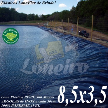 Lona para Lago Tanque de Peixes PP/PE 8,5 x 3,5m Azul / Preta impermeável e atóxica para Tanque de Peixes Lago Artificial Ornamental