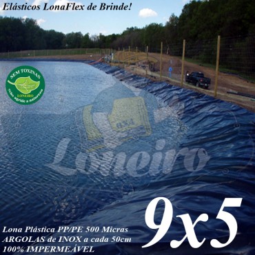 Lona para Lago Tanque de Peixes PP/PE 9,0 x 5,0m Azul/Cinza impermeável e atóxica para Lago Artificial, Armazenagem de Água e Cisterna