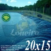 Lona para Lago Tanque de Peixes PP/PE: 20,0 x 15,0m Azul/Cinza PolyForte impermeável e atóxica para Lagos Artificiais, Armazenagem de Água e Cisterna