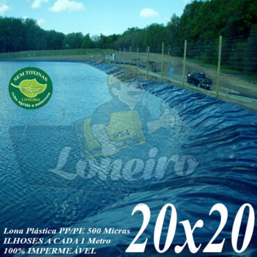 Lona para Lago Tanque de Peixes PolyForte: 20,0 x 20,0m Azul de um lado e Cinza Chumbo do outro 500 micra - Lagos Artificiais e Armazenagem de Água