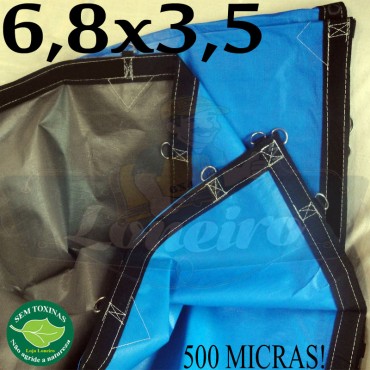 Lona 6,8 x 3,5m Loneiro 500 Micras PPPE Azul e Cinza com argolas 