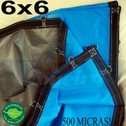 Lona 6,0 x 6,0m Loneiro 500 Micras PPPE Azul e Cinza com argolas 