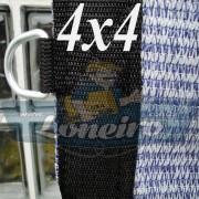 Lona 4,0 x 4,0 Tela ExtraForte PEAD Premium Caminhão cor Prata/Azul com argolas "D" INOX a cada 50cm + cinta reforçada