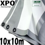 Lona para lago tanque de peixes: 10,0 x 10,0m Loneiro Xtreme XPO Polyolefina Premium Branca Prata Impermeável Ilhós soldado a cada 50cm