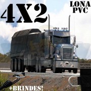 Lona 4,0 x 2,0m PVC Premium Caminhão Vinil Preto Fosco AntiChamas com 6 LonaFlex Gancho 25cm e 6 LonaFlex Gancho 50cm