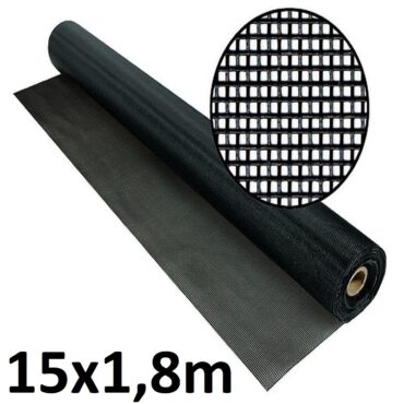 Tecido Lona de Vinil Preto 15x1,80 Metros PVC Bobina Impermeável Premium Malha Fio 1000 Super Resistente para toldos, tatames, ringues, cobertura